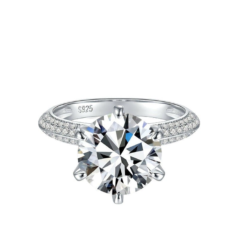 14K Gold Plated Sterling Silver Solitare Moissanite Ring - VANITYDIAMONDS