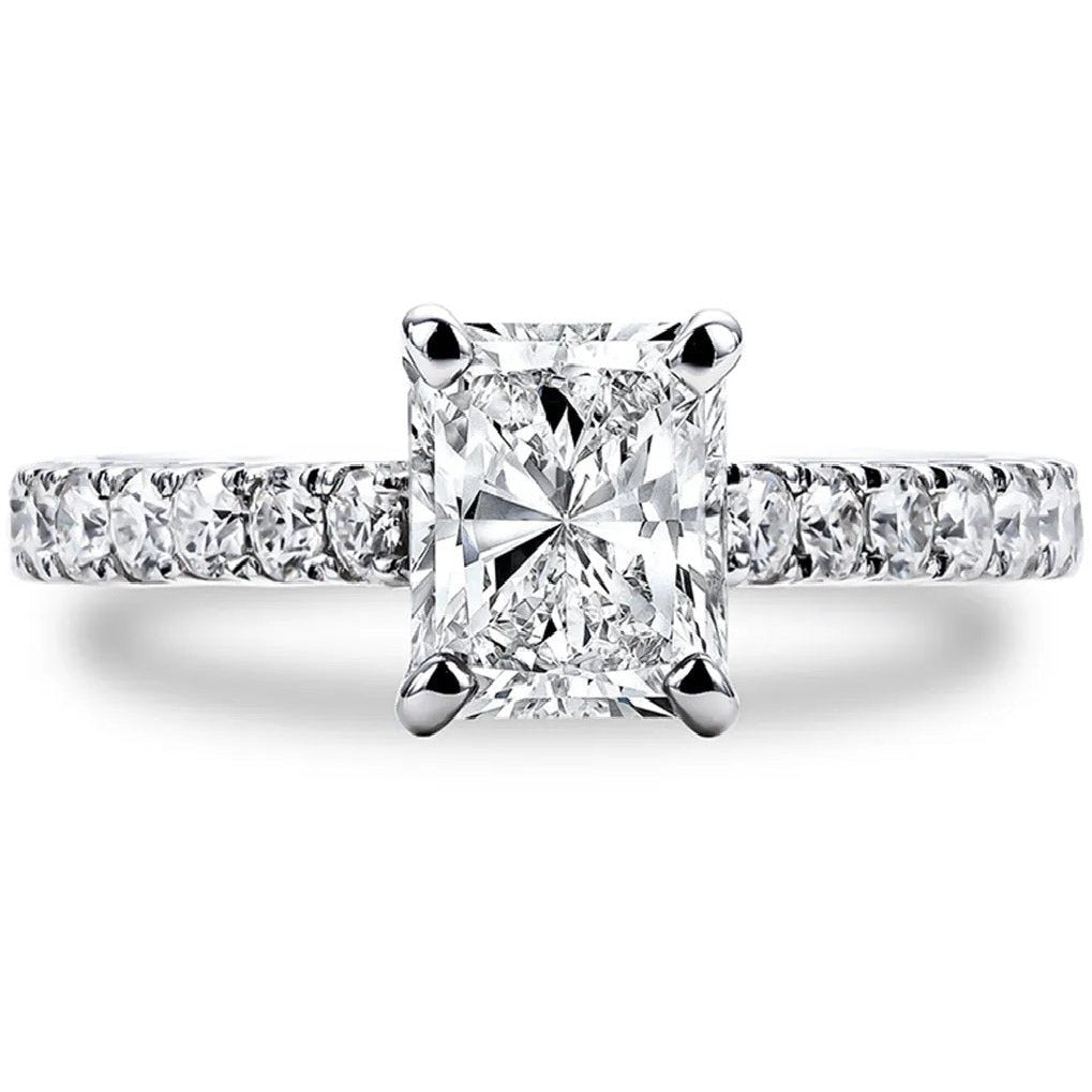 14K White Gold Plated Silver Princess Cut Band - VANITYDIAMONDS
