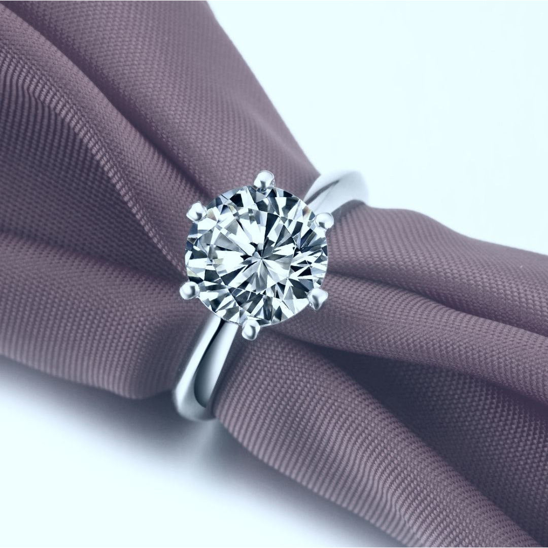 2 Carat Moissanite Engagement Ring in Pure 14K White Gold - VANITYDIAMONDS