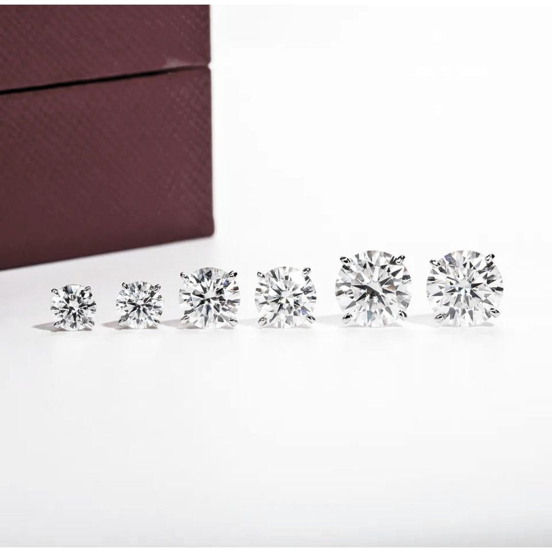 Majesty 14K White Gold Moissanite Stud Earrings - VANITYDIAMONDS
