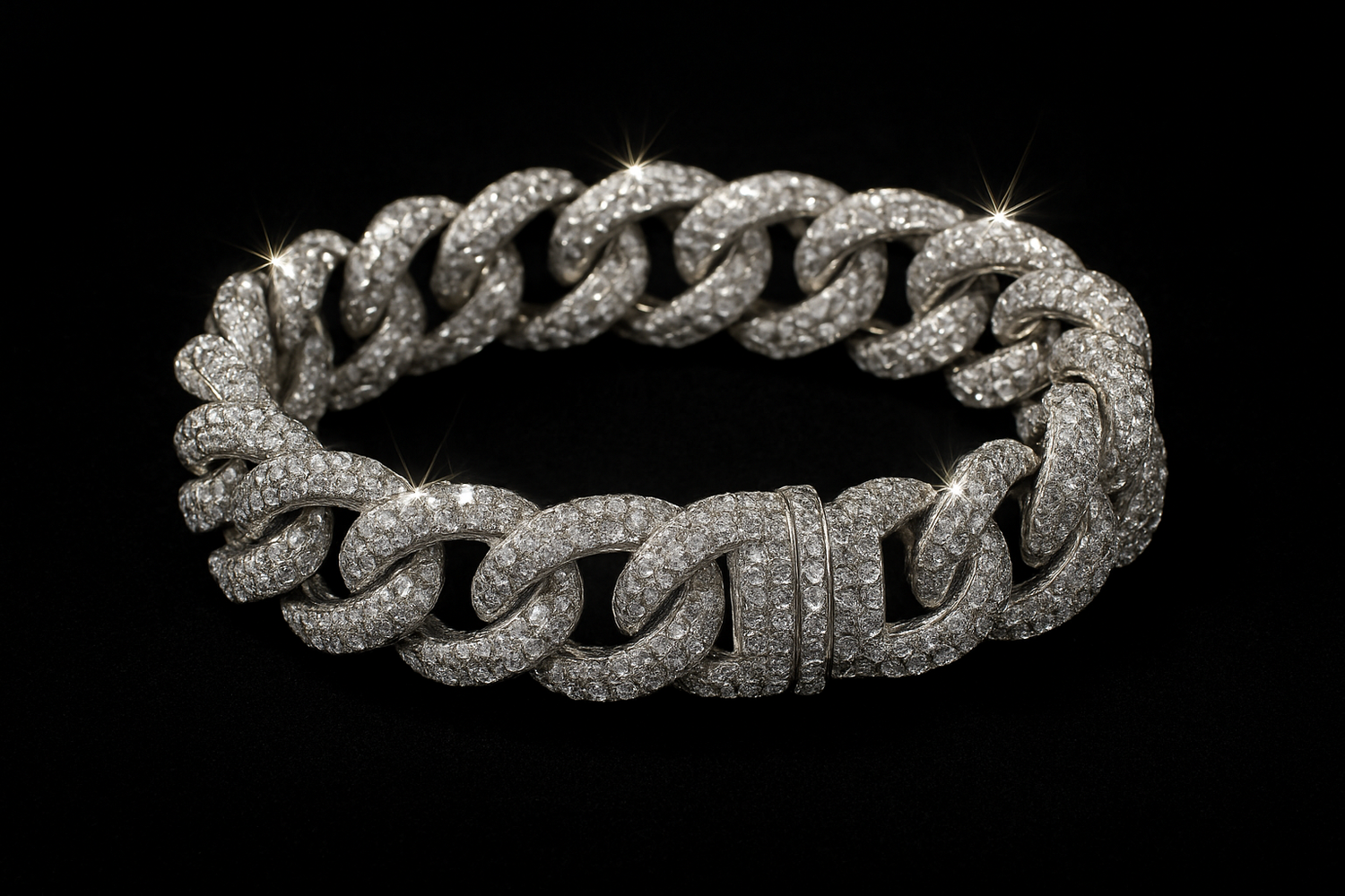 iced cuban bracelet in silver