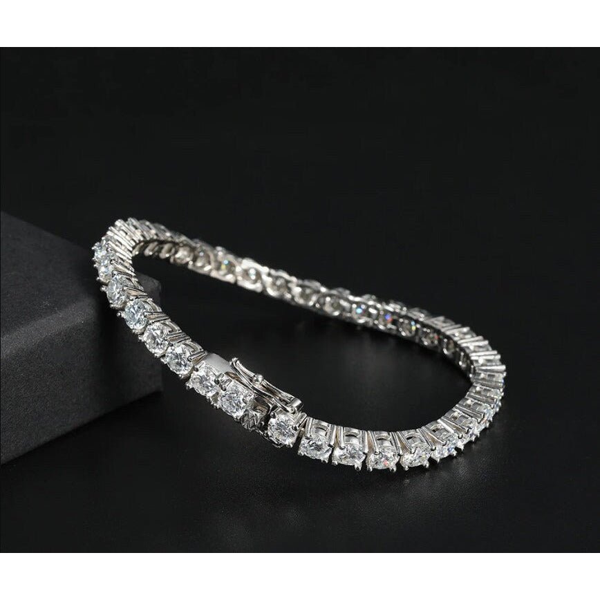 14K White Gold Plated Moissanite Tennis Bracelet - VANITYDIAMONDS