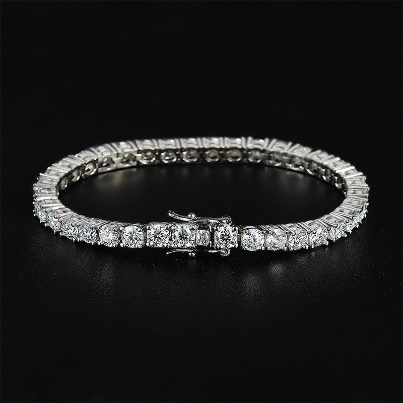 14K White Gold Plated Moissanite Tennis Bracelet - VANITYDIAMONDS