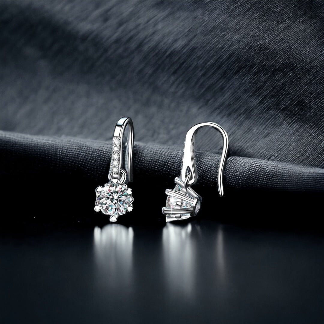 Artemis Timeless Moissanite Drop Silver Earrings