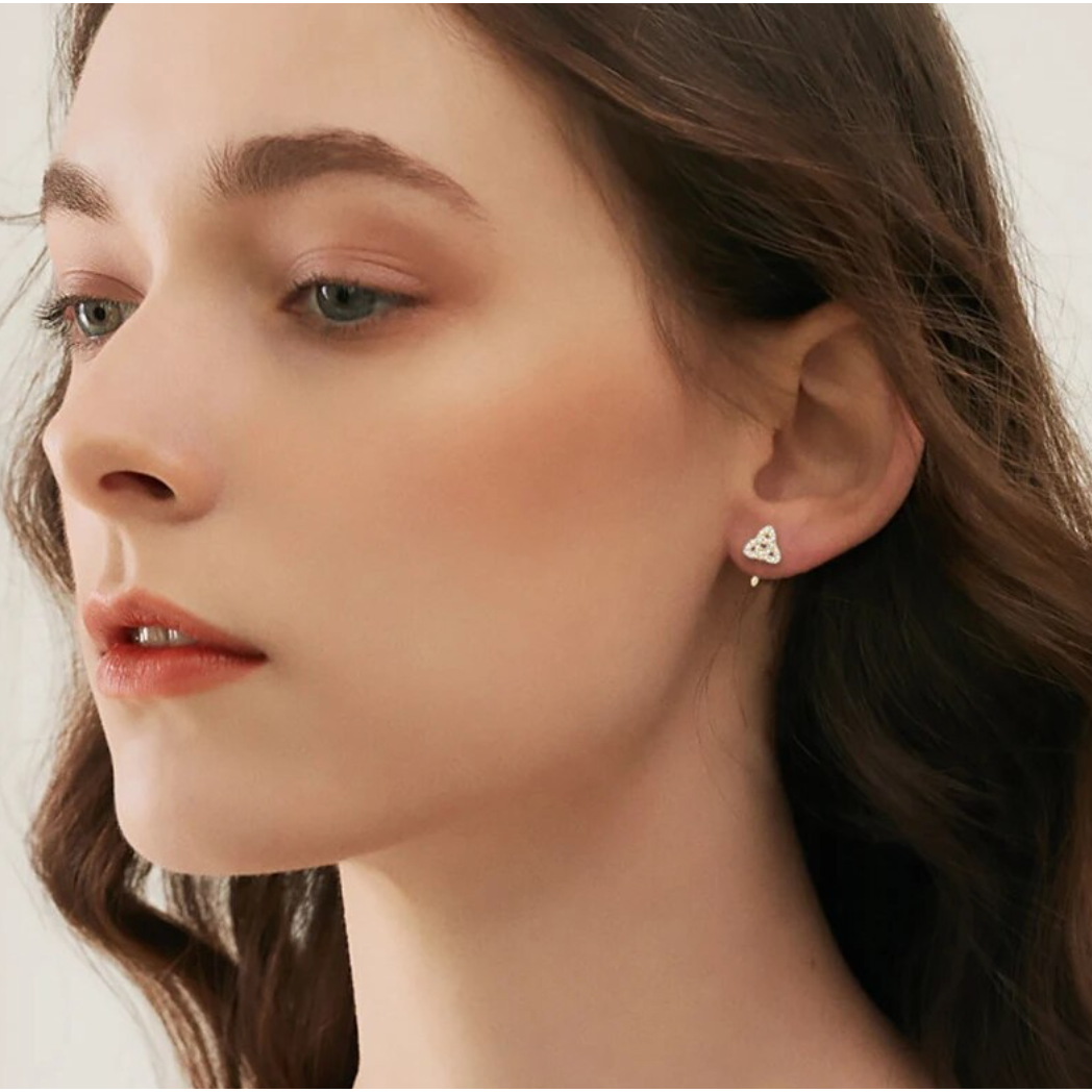 Crystal Treasures Sliver with 18k Gold Plated Earrings