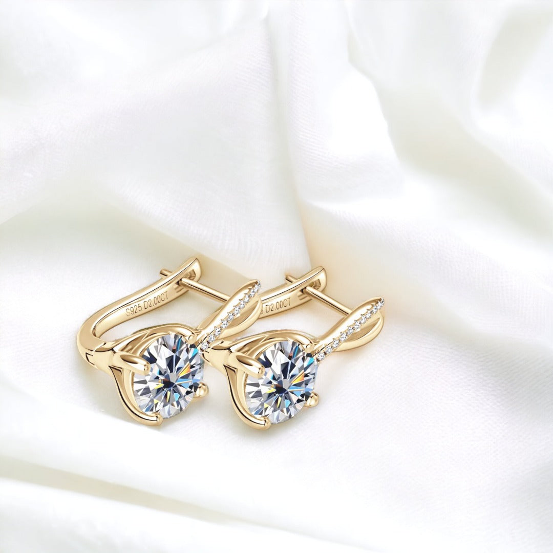 Helen 14K Gold Plated Silver Moissanite Earrings