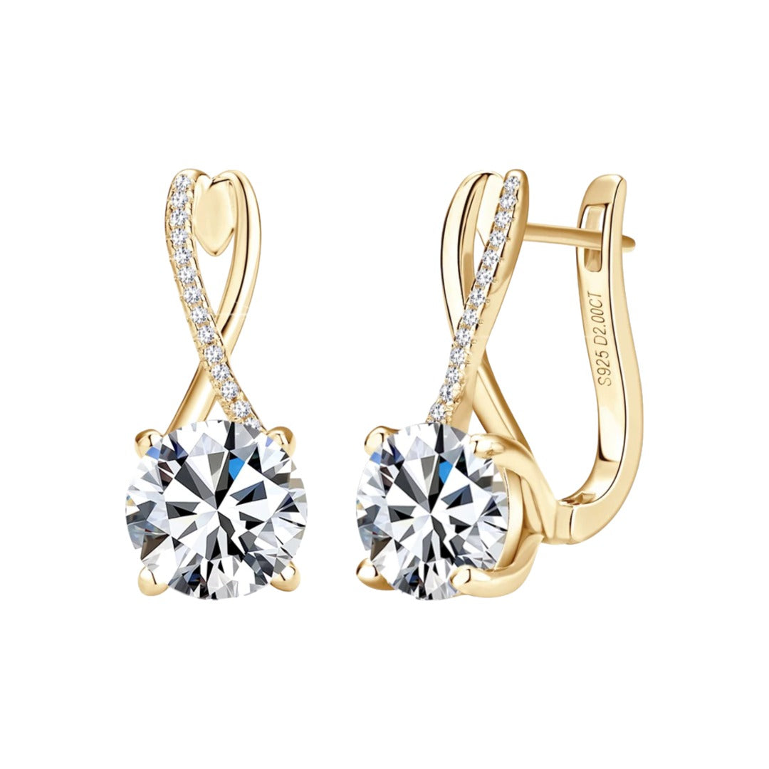 Helen 14K Gold Plated Silver Moissanite Earrings