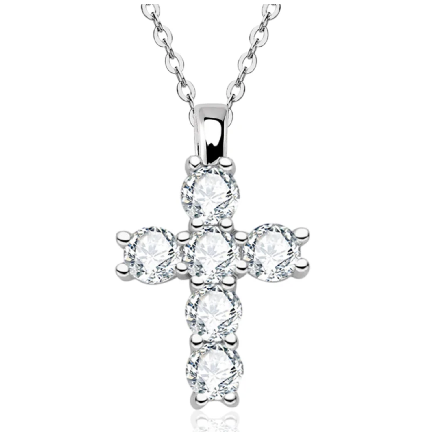 Cross 5mm Full Moissanite Diamond  Pendant Necklace