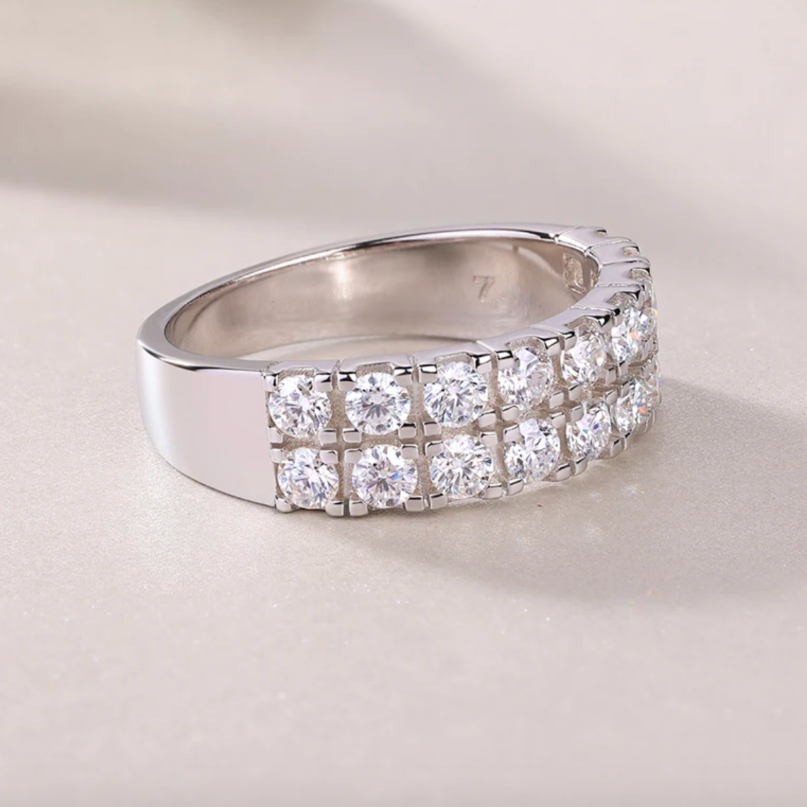 Odyssey Brilliance Double Row Moissanite Ring
