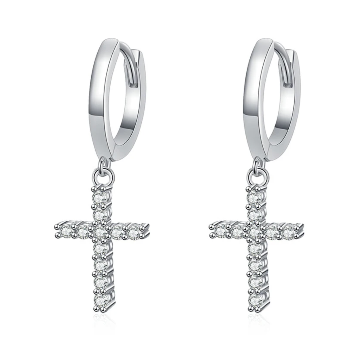 Odyssey Moissanite Cross Silver Earrings