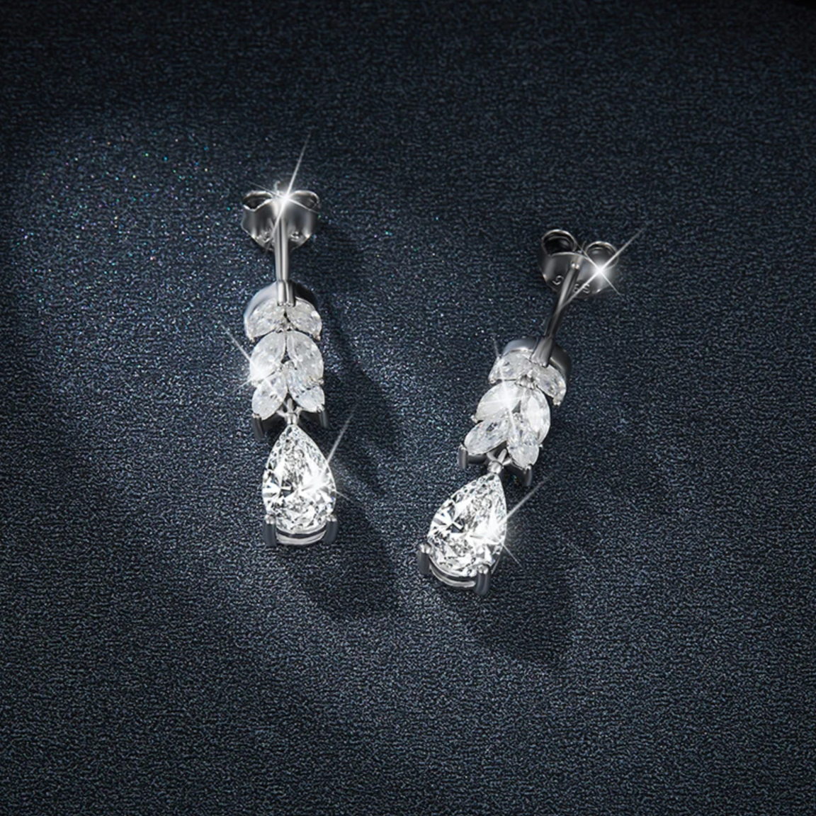 Serpentine Marquise Pear Cut Moissanite Earrings