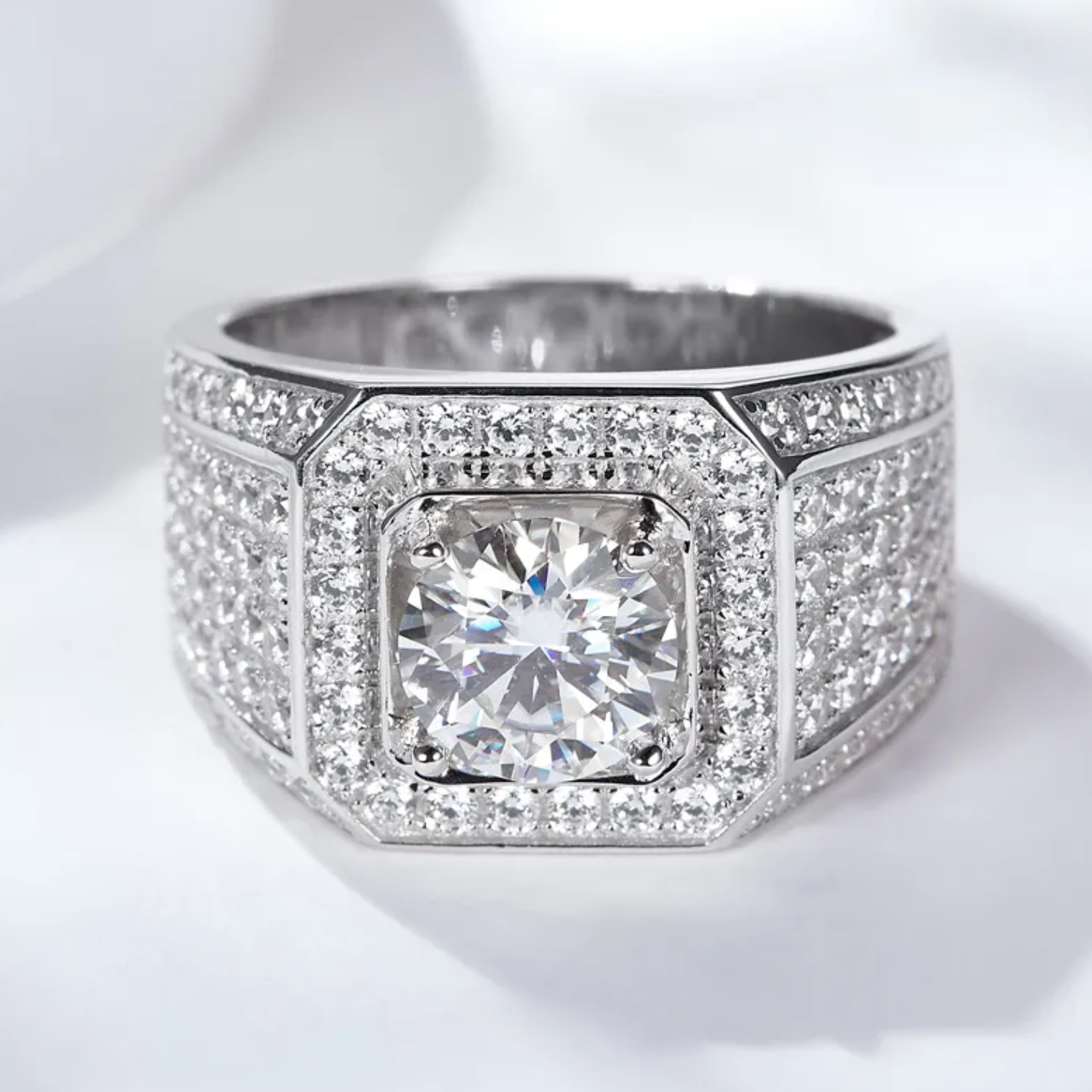 Regal 10 Carat Moissanite Diamond Ring For Men