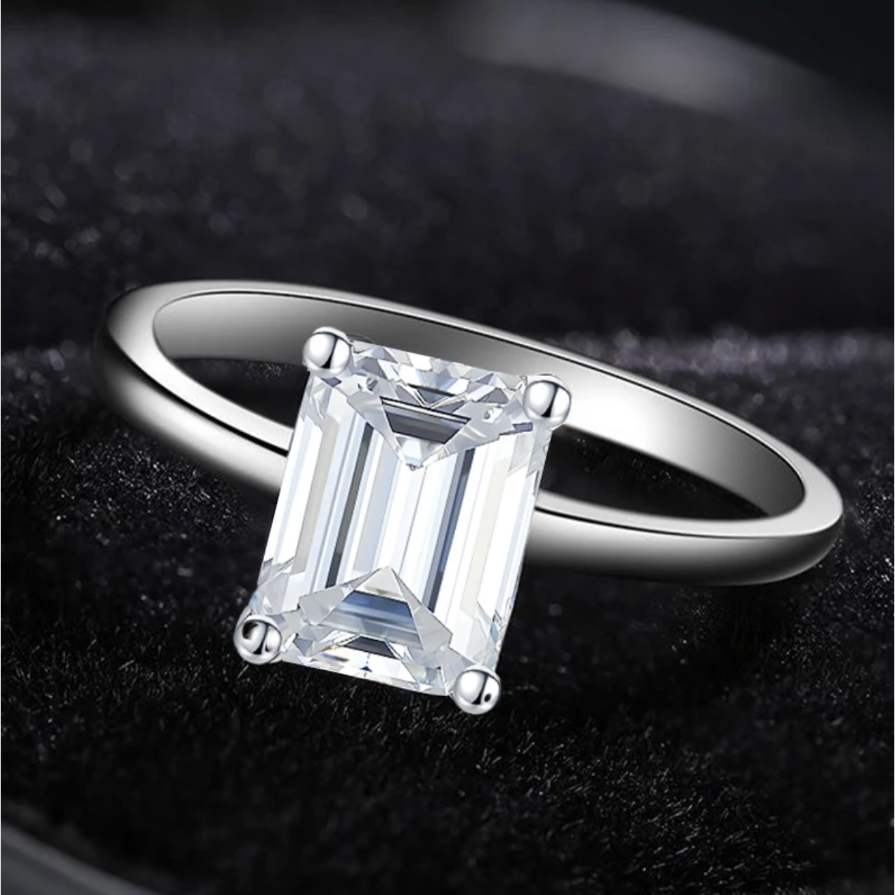 Whisper 2 Carat Emerald Cut Moissanite Ring