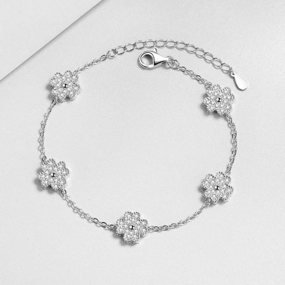 Five Blossom Moissanite Floral Bracelet