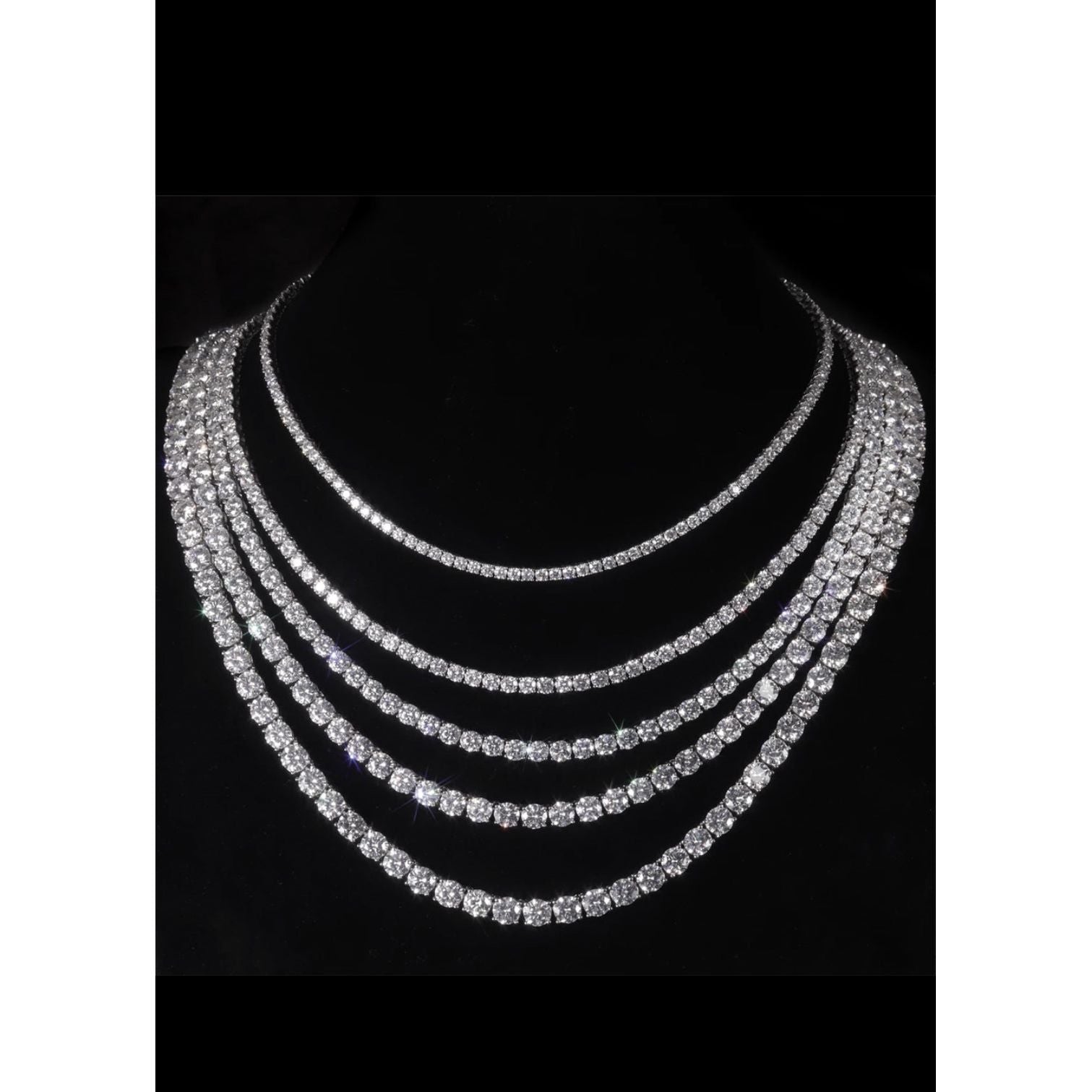 White Gold Plated Silver Tennis Moissanite Chain