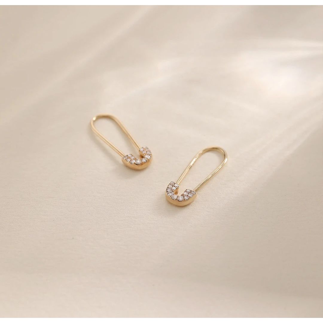 Blaze 14K Yellow Gold Diamond Pin Earrings
