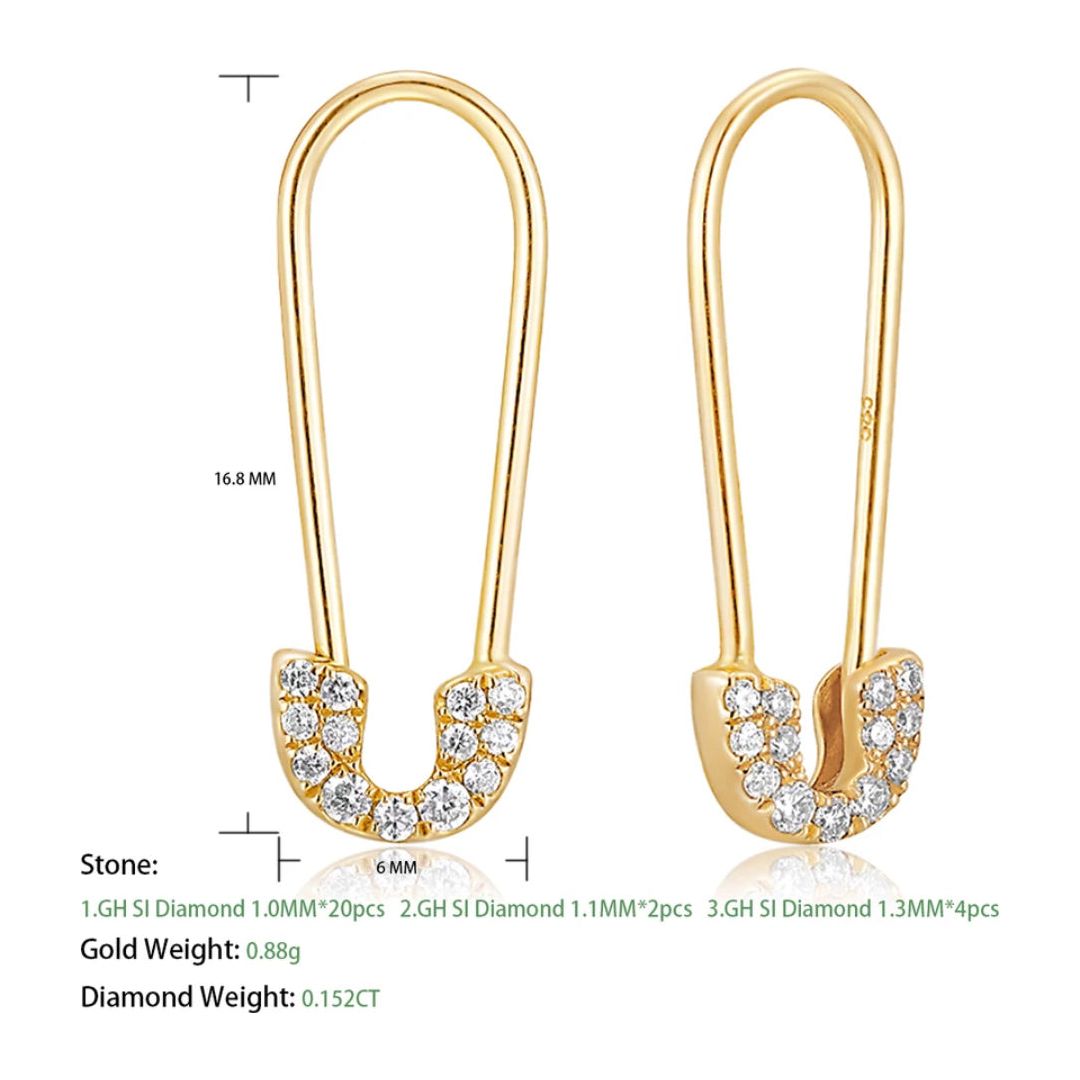 Blaze 14K Yellow Gold Diamond Pin Earrings