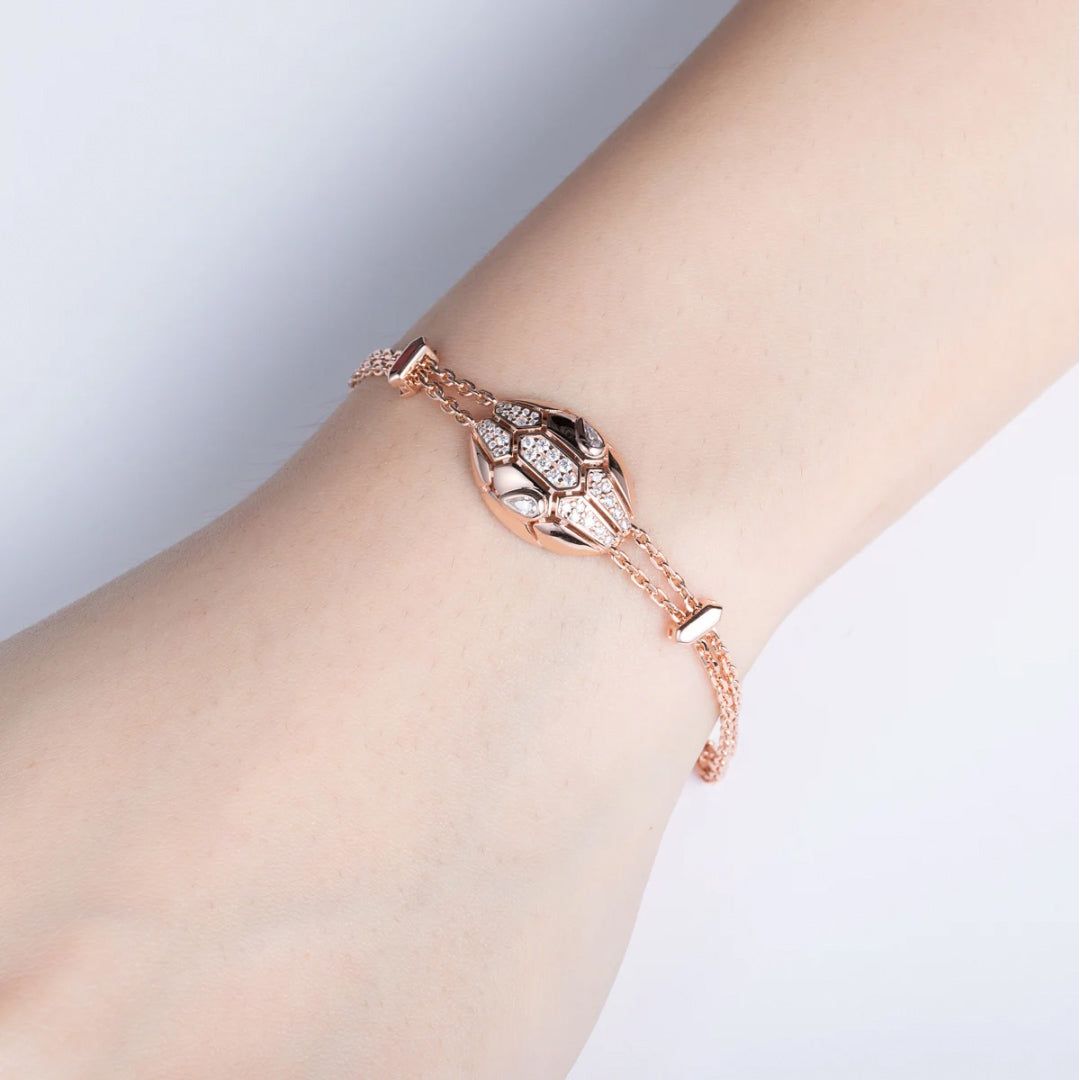 Snake Moissanite Sterling Silver Adjustable  Bracelet