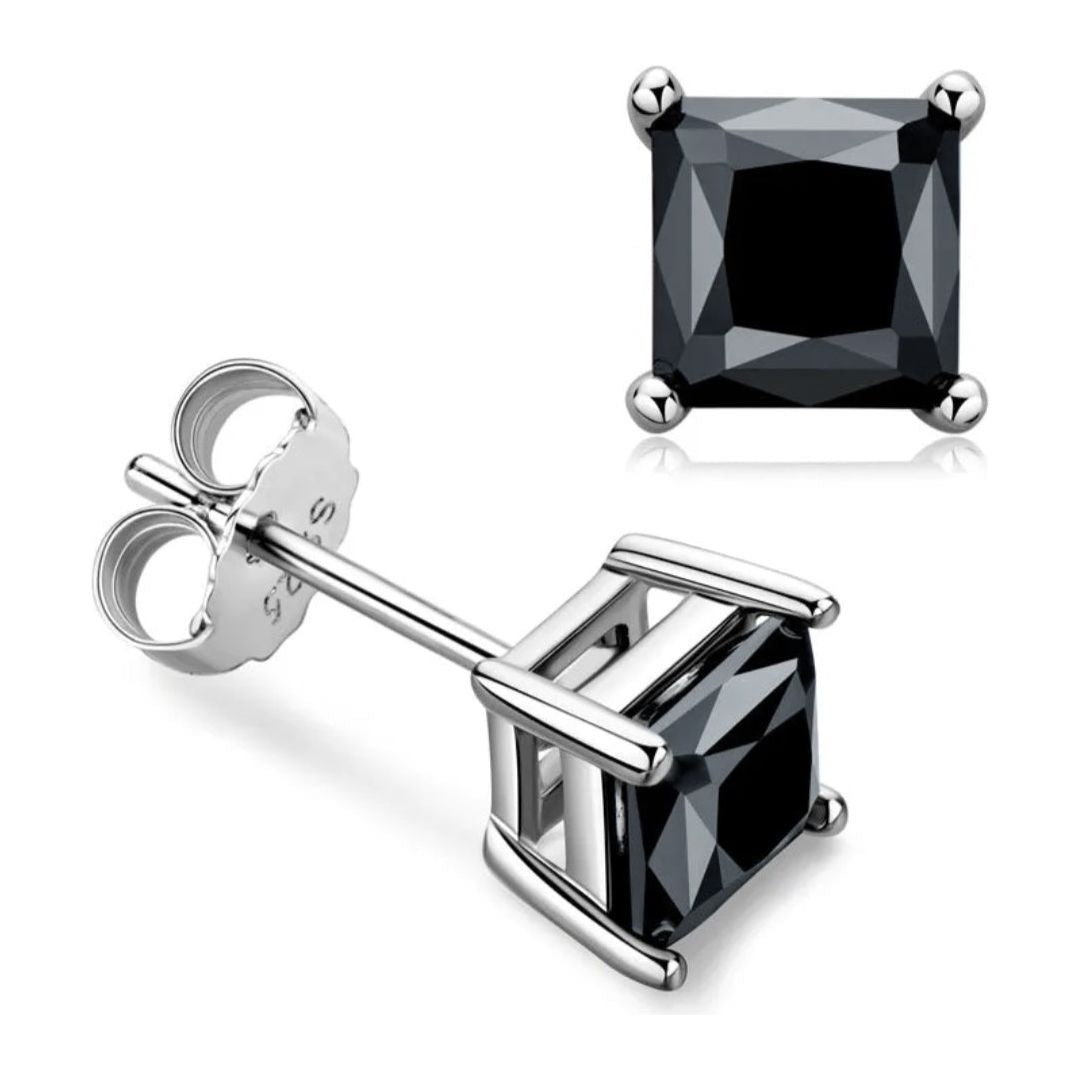 Nyx 10K Gold Princess Cut Black Moissanite Earrings