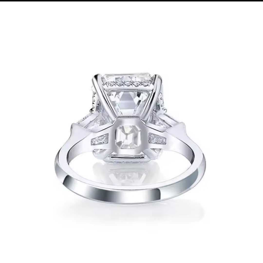 Glacis 5 Carat Emerald Cut Moissanite Ring