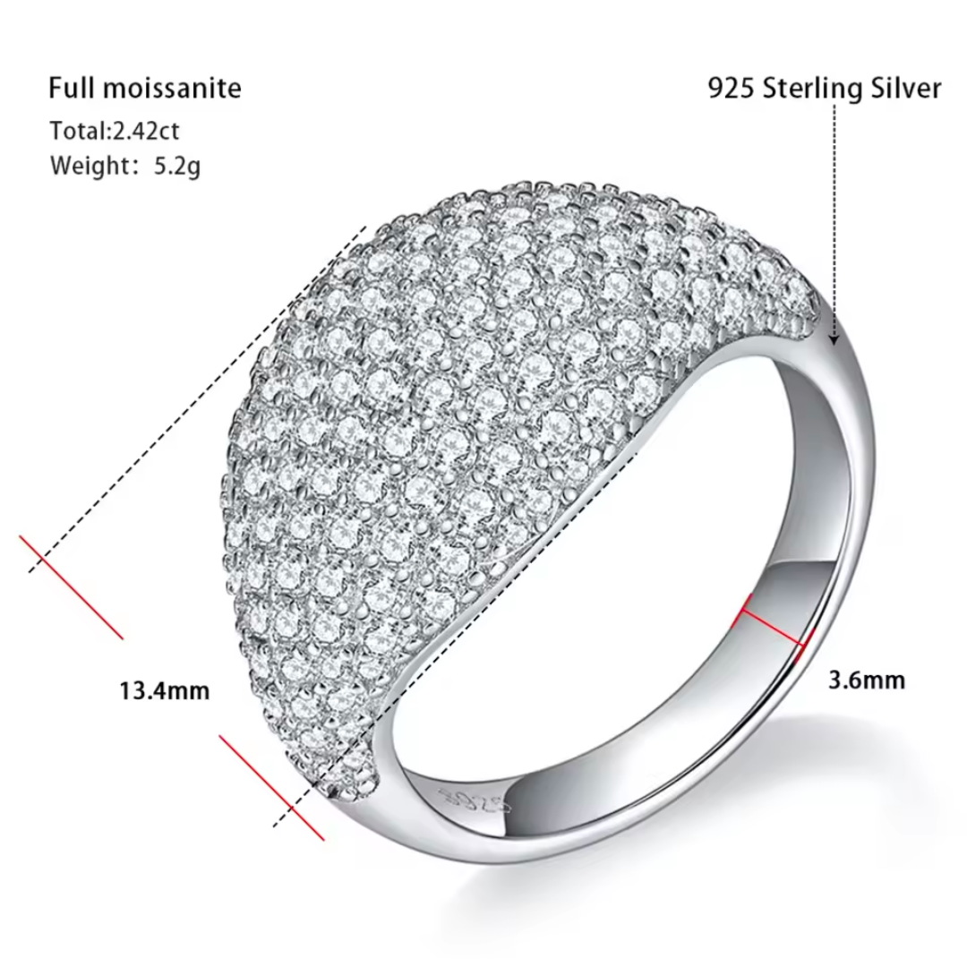 Royalle 18K Gold Plated Silver Full Moissanite Ring