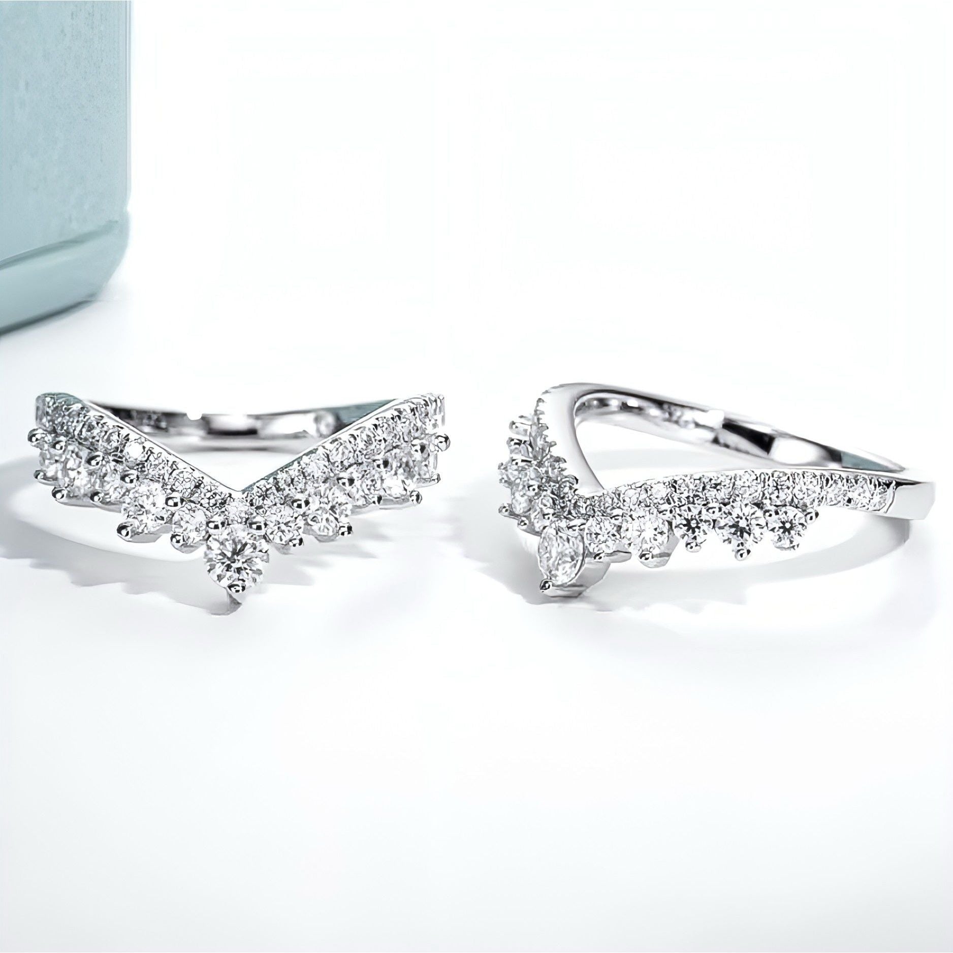 Weddy Moissanite Wedding Band Set 18K Gold Plated Silver Bridal Ring