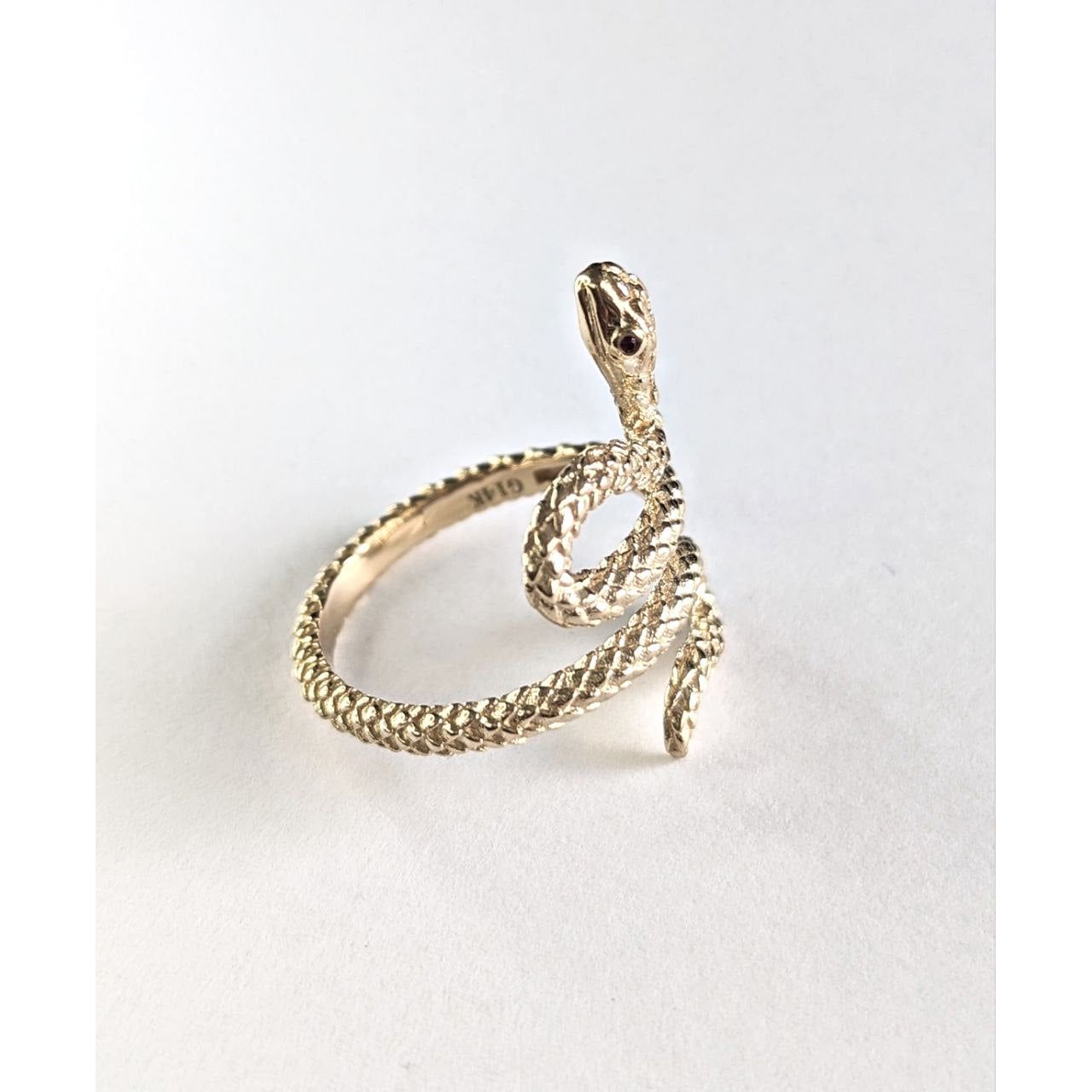 Viperlux 14K Yellow Gold Ring Ruby Snake Ring