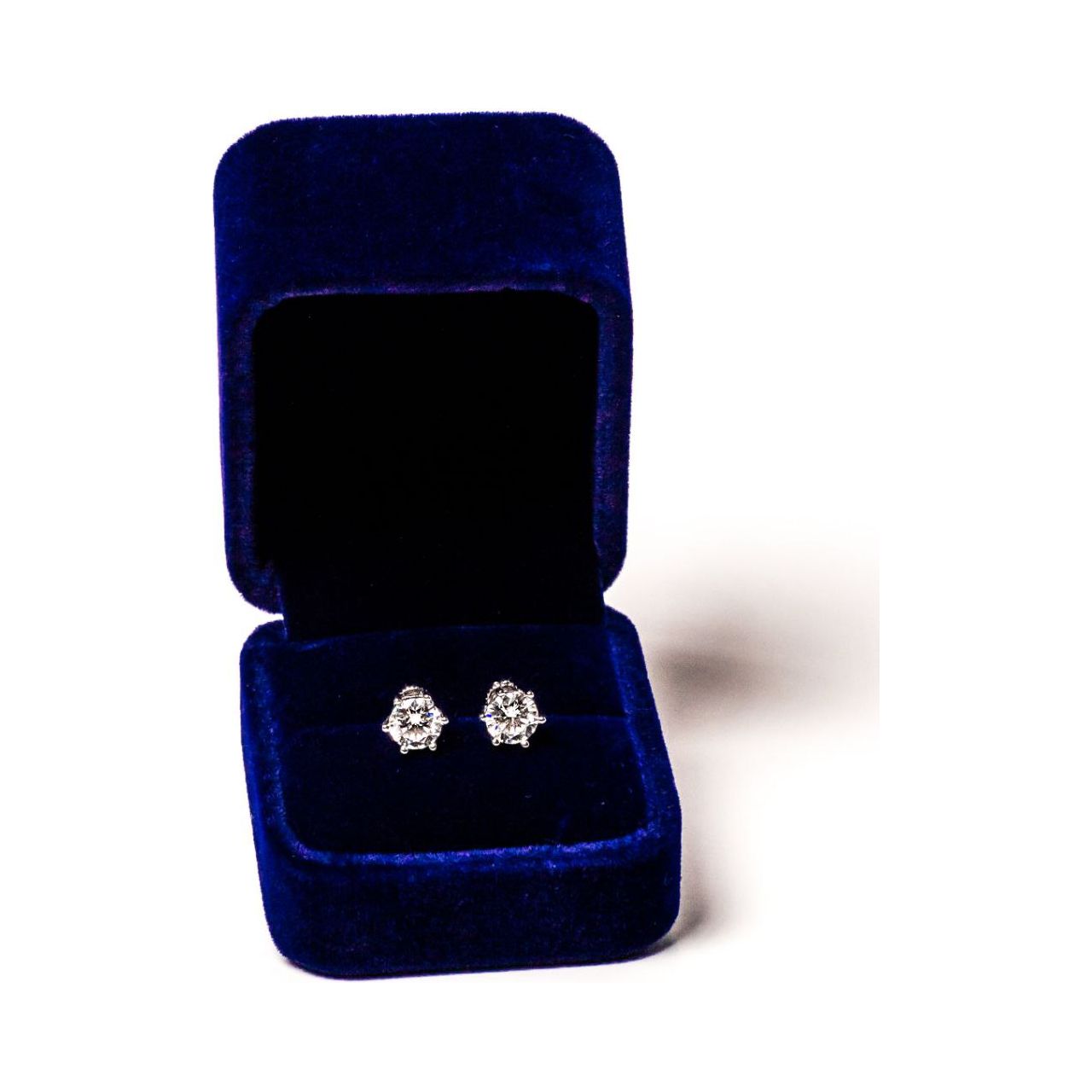 Luxuria Moissanite 14K White Gold Plated Silver Stud Earrings