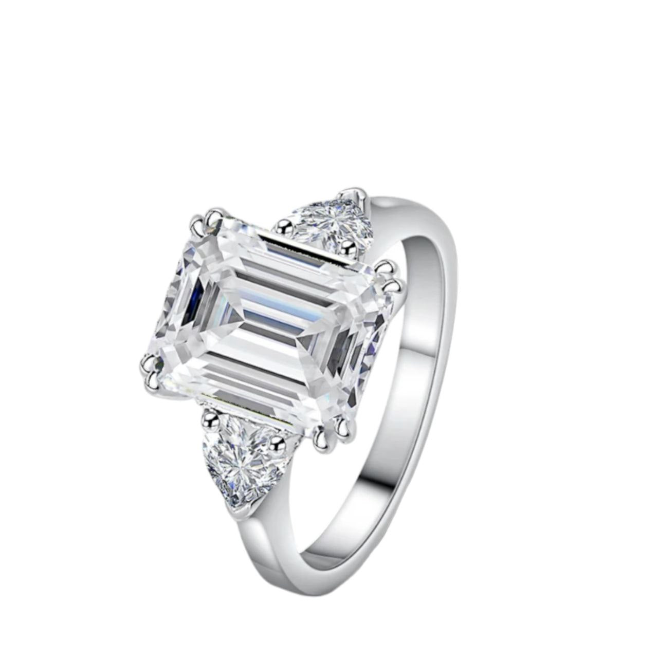 Elegance Emerald Cut 4ct Moissanite Engagement Ring
