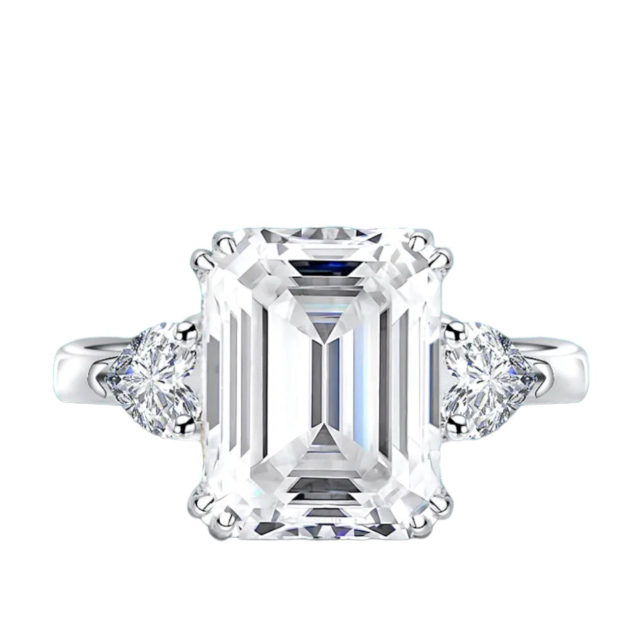 Elegance Emerald Cut 4ct Moissanite Engagement Ring