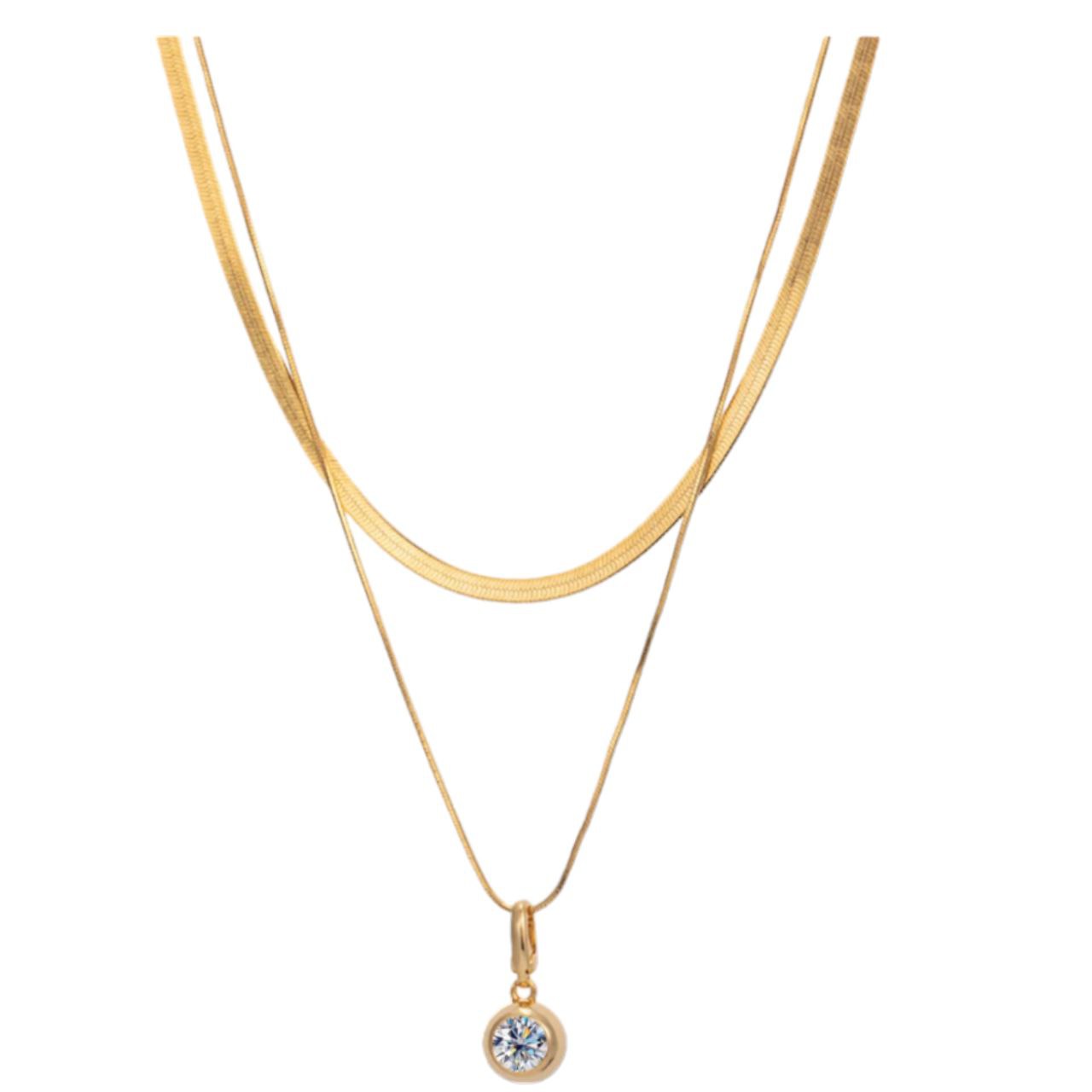 Viva Moissanite Bubble Double Layered Necklace