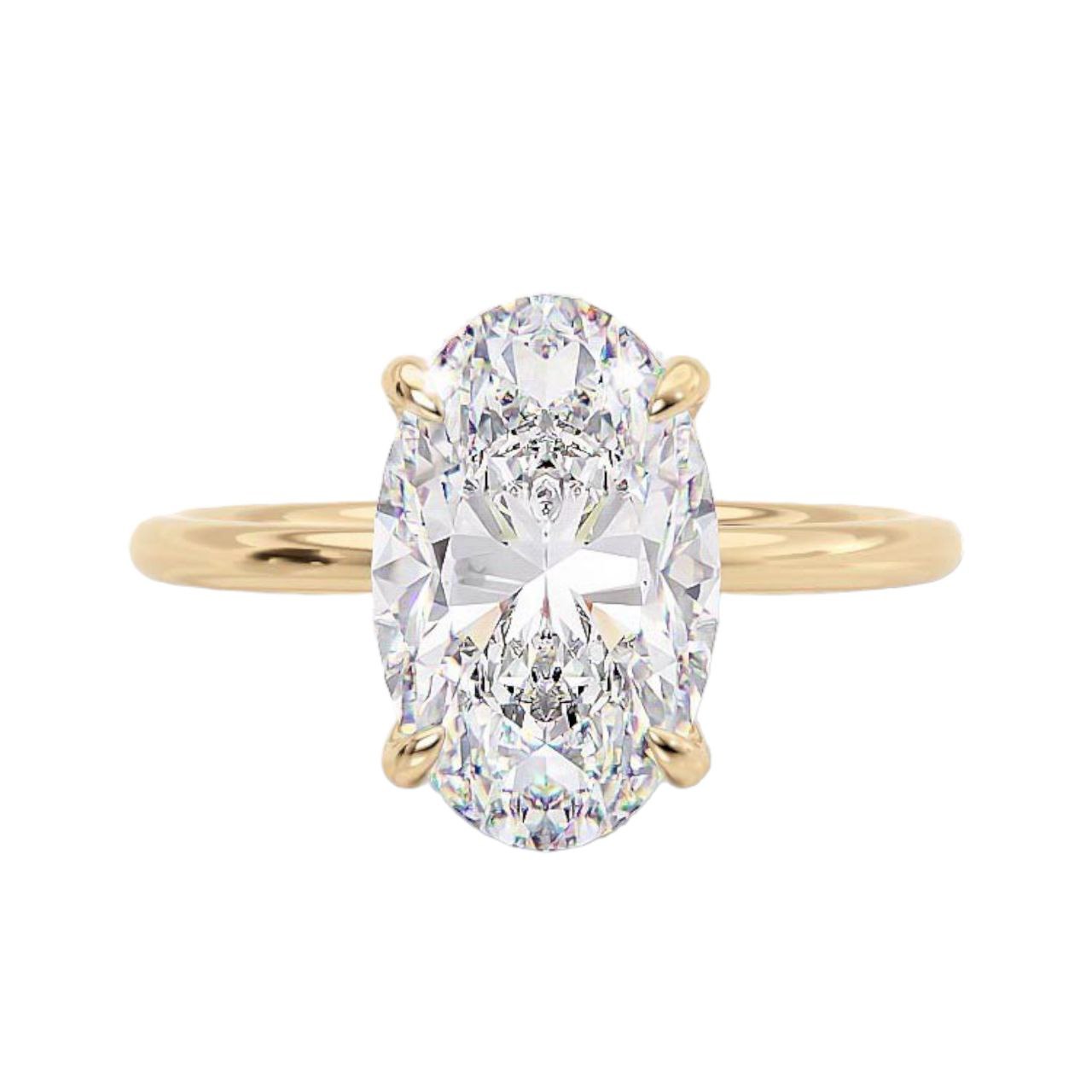 Oval Elegance: The 3 Carat Crushed Ice Moissanite Ring