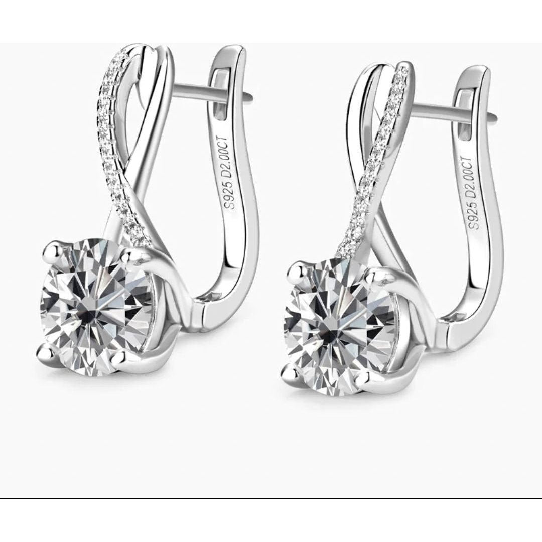 Helen 14K Gold Plated Silver Moissanite Earrings