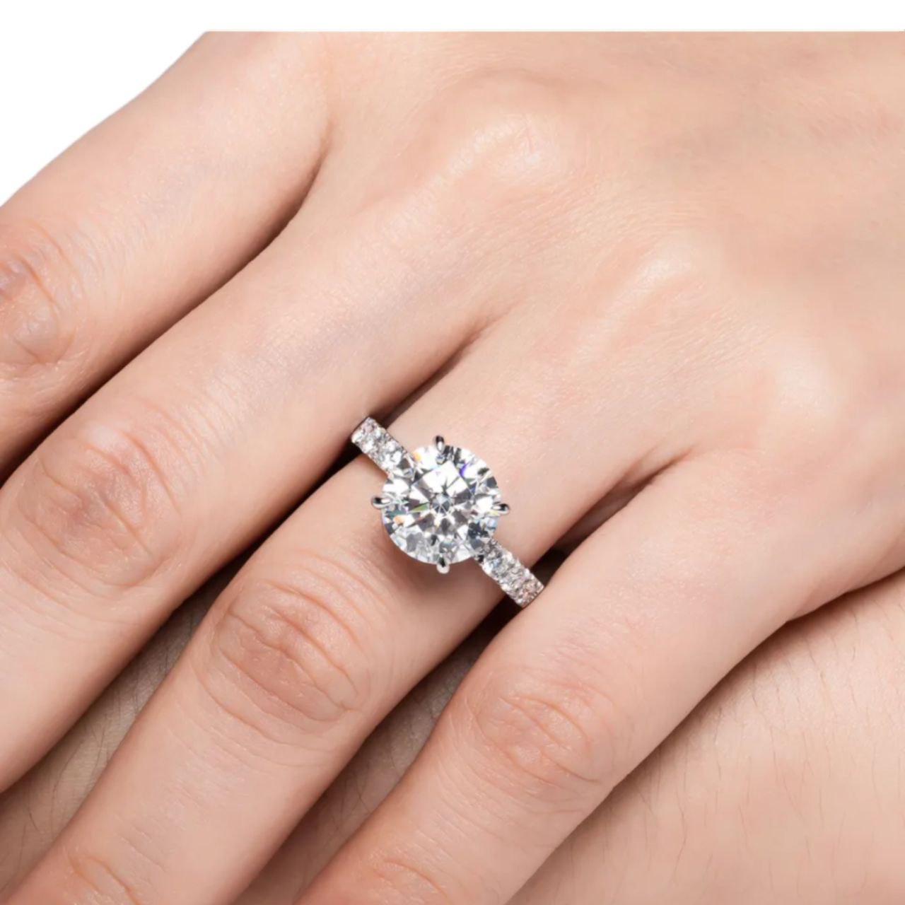 Charisma 14K Solid White Gold Moissanite Engagement Ring