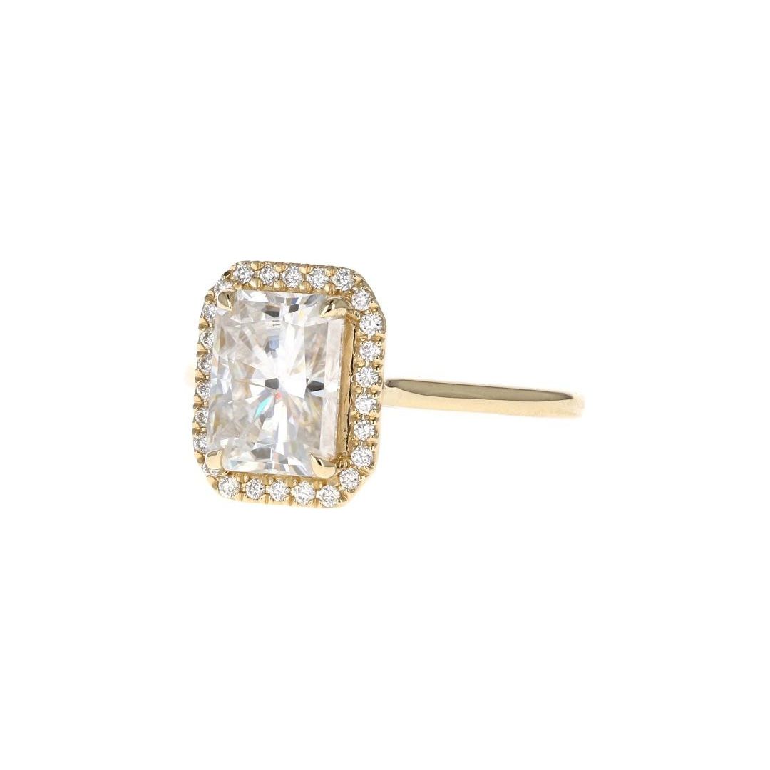 Prism 5 Carat Radiant Cut Crushed Ice Moissanite Ring