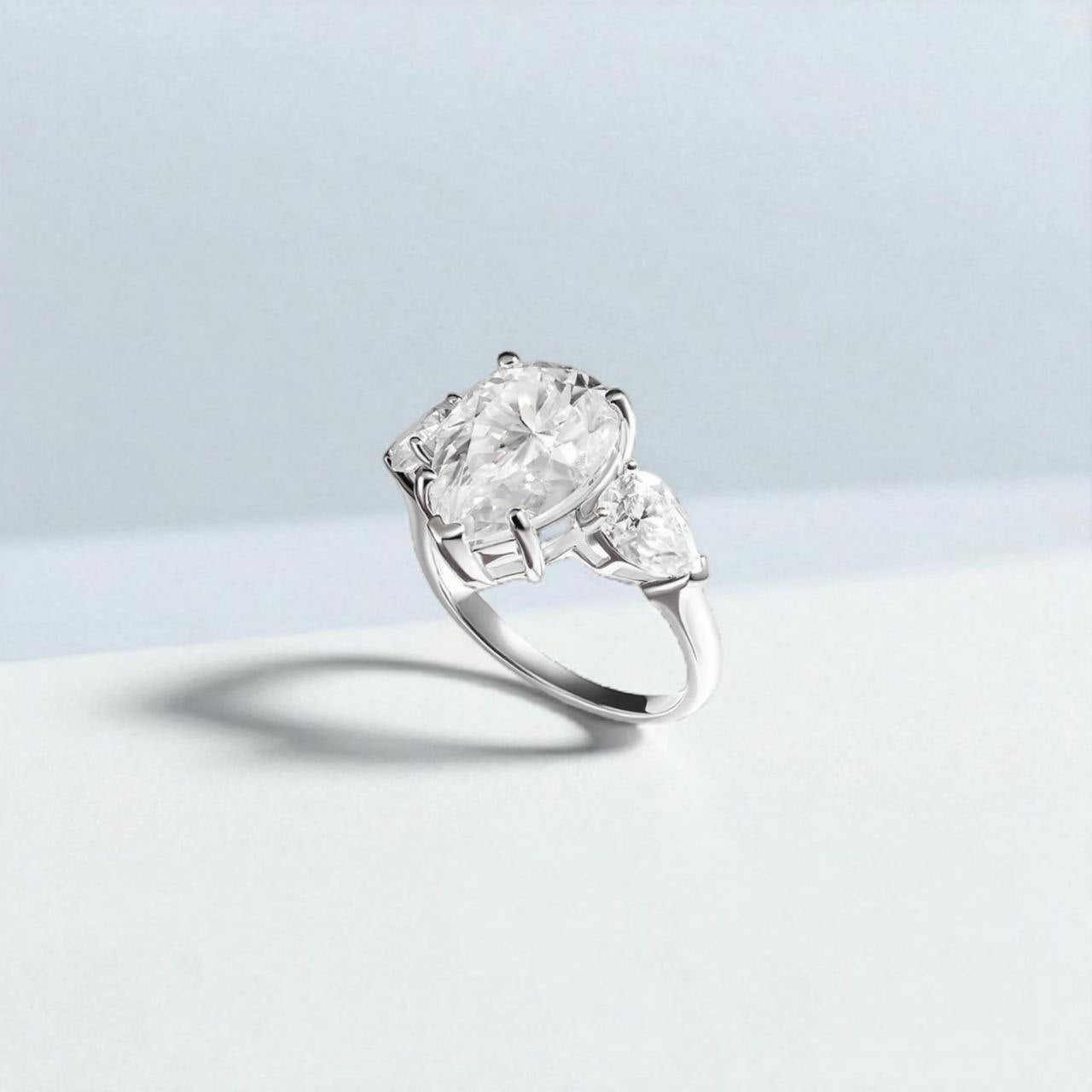 Elysia 8 Carat Pear Cut Moissanite Gold Plated Silver Ring