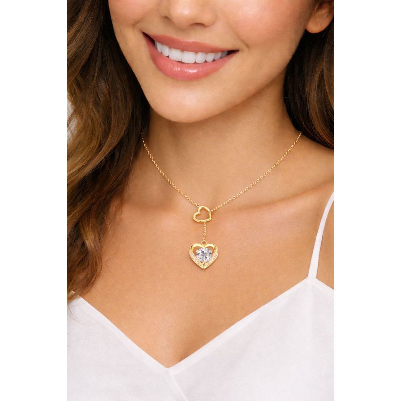 Valentine Heart Moissanite  Necklace Adjustable Pendant