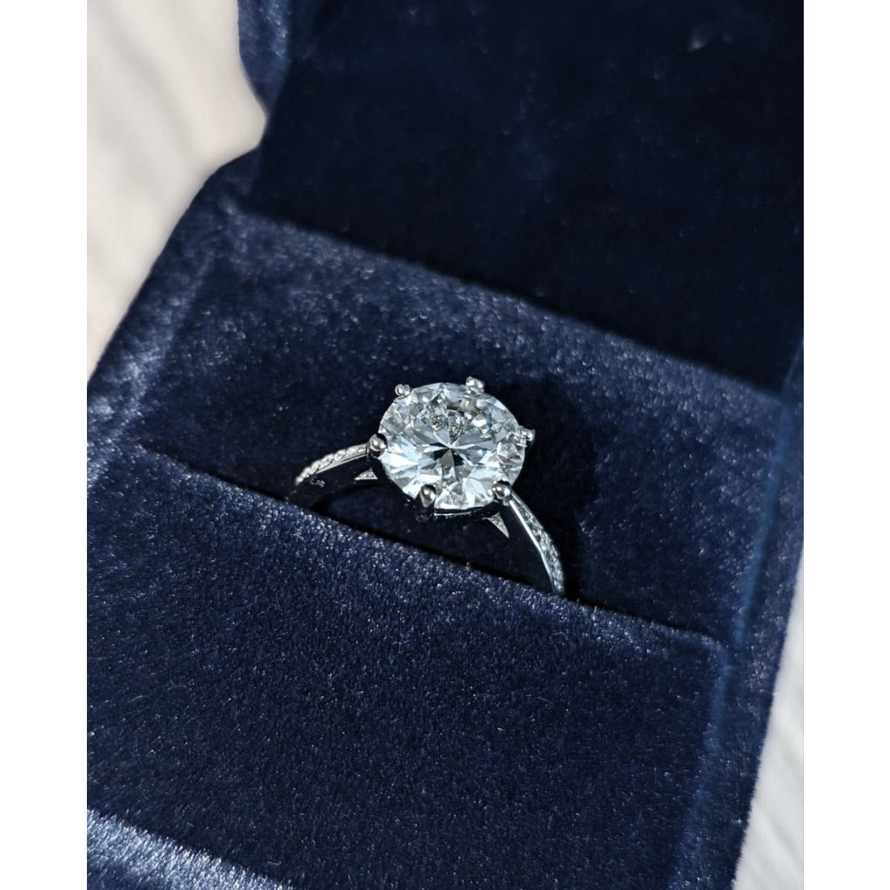 14K White Gold Plated Silver Moissanite Engagement Ring - VANITYDIAMONDS