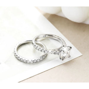 14K White Gold Plated Wedding Ring Set - VANITYDIAMONDS