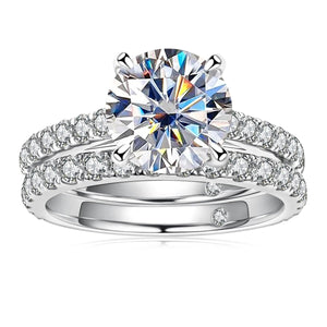 14K White Gold Plated Wedding Ring Set - VANITYDIAMONDS