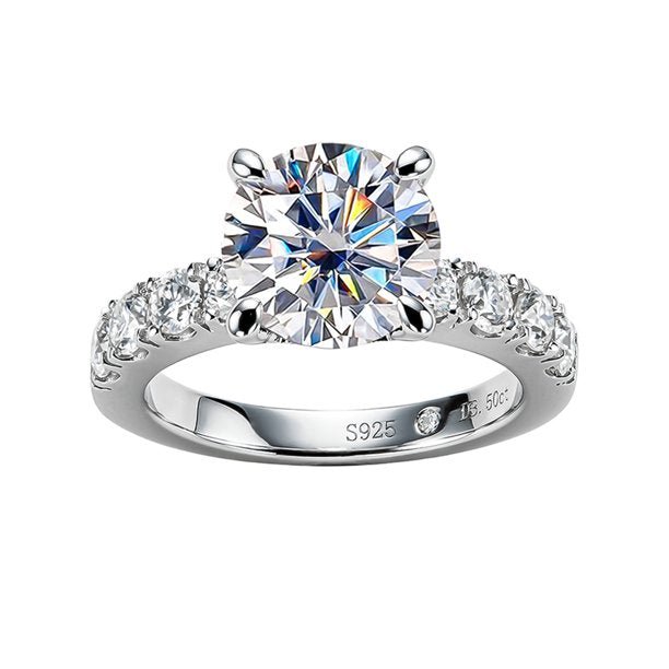 4ct Moissanite Engagement Ring in 14Gold Plated Silver - VANITYDIAMONDS
