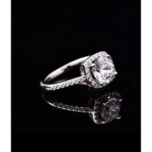 Engagement Moissanite 14K White Gold Plated Silver Ring - VANITYDIAMONDS