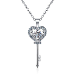 Moissanite Heart Key Pendant - VANITYDIAMONDS