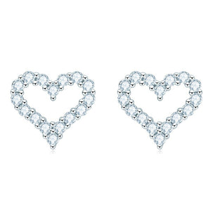 Moissanite Heart Stud Earrings 14K Gold Plated Silver - VANITYDIAMONDS